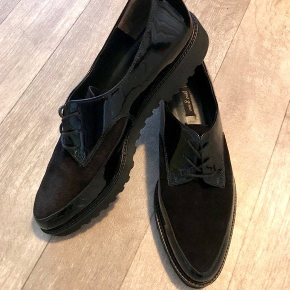 Paul Green NWOT Designer loafer black patent suede
